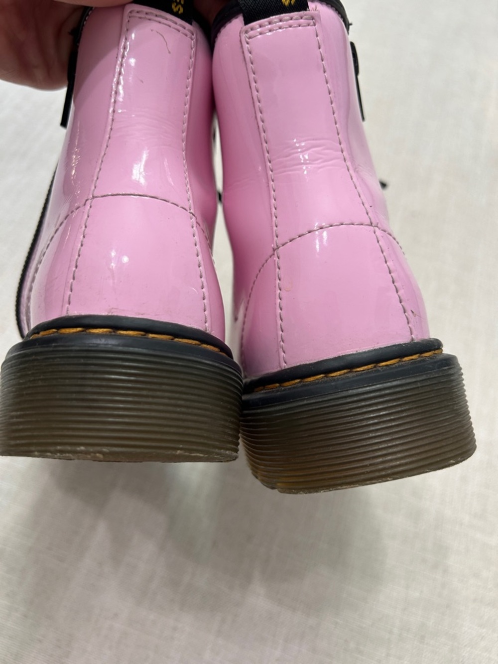 Doc Martens Boots Girls Size 1 Patent Leather Pink Moto Lace Up Girly - Picture 5 of 14